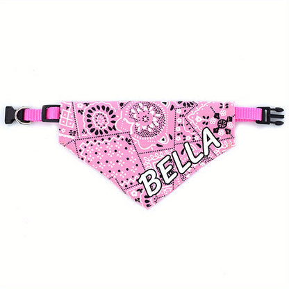 Personalized Dog Bandana Collar with Snap Closure - Adjustable Soft Polyester Pet Saliva Towel Necklace for Small Medium Large Dogs S M L 4 Colors Black Red Blue Pink Holiday Gift