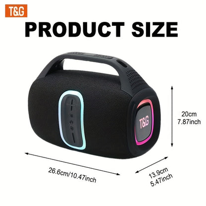 TG674 30W Portable Outdoor Bluetooth Speaker IPX4 Waterproof Subwoofer Dual Pairing 3600mAh Battery Booming Bass with Handle – Black Blue Gray
