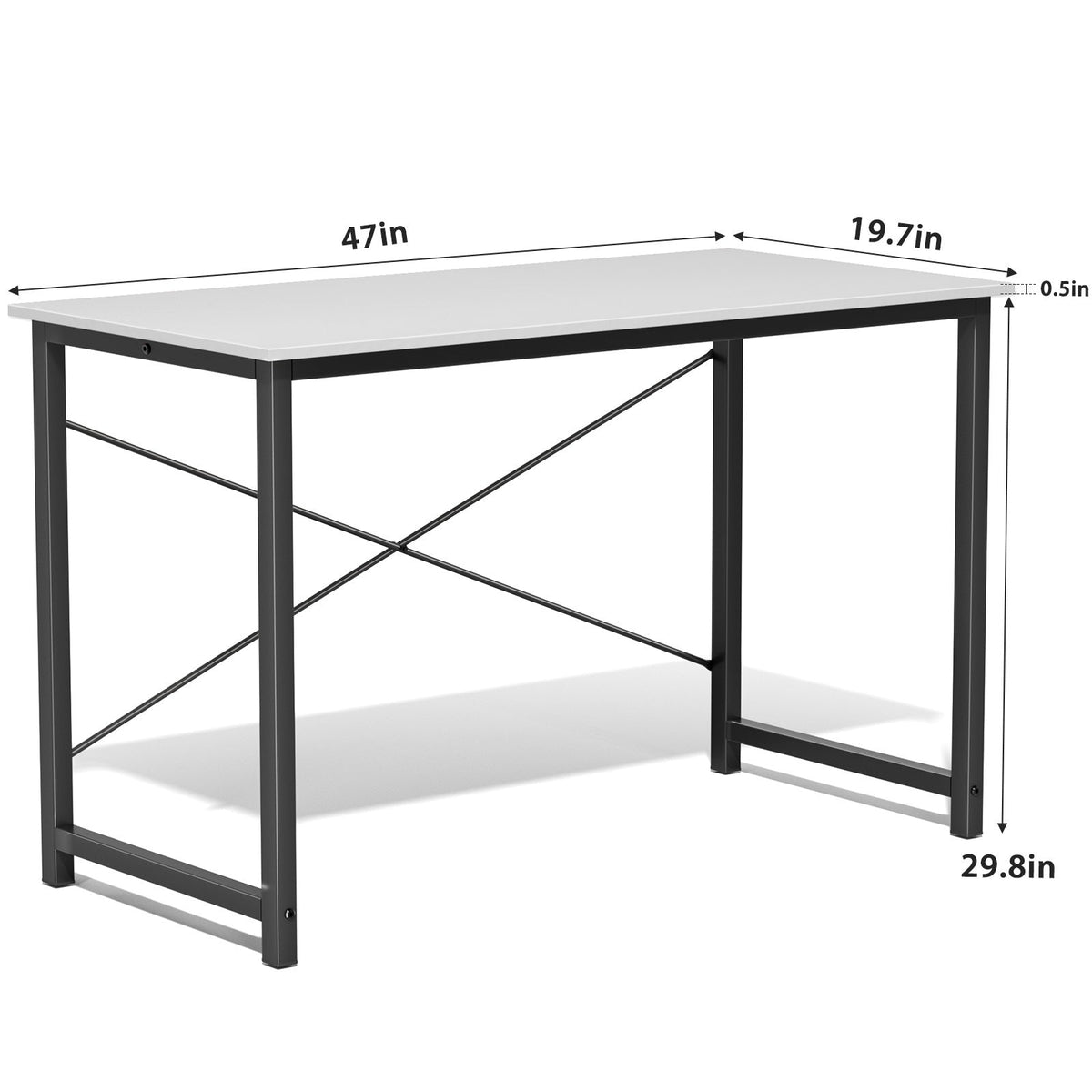 Computer Office Desk with Storage Bag & Headphone Hook 47 / 55 / 63 In Writing Gaming & Study Table for Small Spaces Home & Bedroom – Black White & Rust