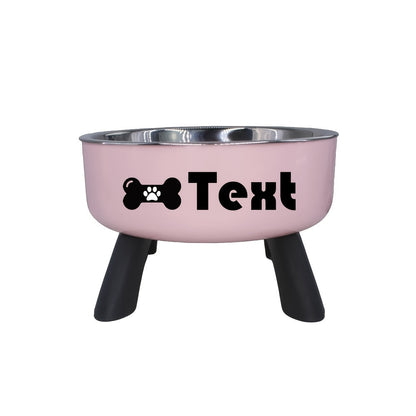 Personalized Stainless Steel Elevated Pet Bowl for Small Dogs – Anti-Slip Raised Feeder with Custom Name & Pattern, Neck Protection Design, Easy Clean Dog Food Water Dish