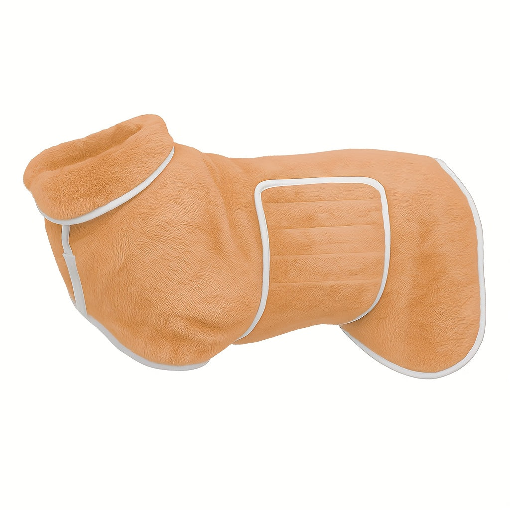 Quick-Dry Super Absorbent Dog Bathrobe Towel Coat for Dogs & Cats – Soft Adjustable Collar & Belly Strap, Fast-Drying Post-Bath Robe, Warm Winter Drying Coat for Small, Medium & Large Pets