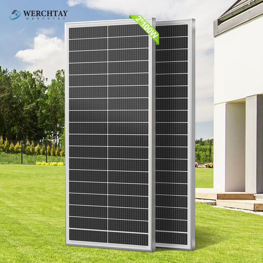 100W Monocrystalline Solar Panel 12V 18BB IP68 25.5% High Conversion Off-Grid for RV Car Home Camping Boat Shed & Farm – Lightweight Aluminum Frame, Available in 2-Pack & 4-Pack