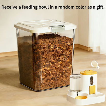 Sealed Pet Food Storage Container with Wheels & Measuring Spoon – Transparent Rolling Box with Lockable Airtight Lid & Spill-Proof Compartments for Dogs, Cats & Birds, Multiple Sizes