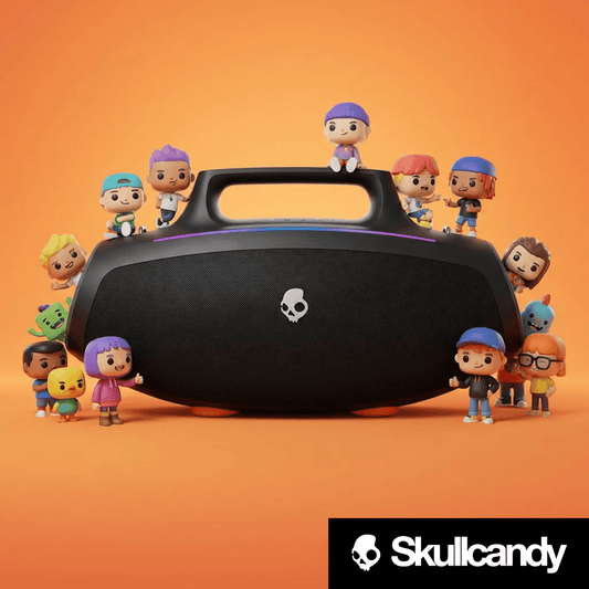 Skullcandy Barrel Bluetooth Boombox Speaker (Renewed) LED Lightshow Bass Boost Multi-Link 12-Hour Battery USB-C & USB-A Charging Water-Resistant Outdoor Party Speaker – Black