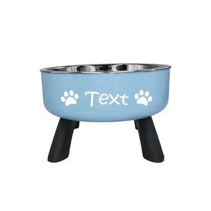 Personalized Stainless Steel Elevated Pet Bowl for Small Dogs – Anti-Slip Raised Feeder with Custom Name & Pattern, Neck Protection Design, Easy Clean Dog Food Water Dish