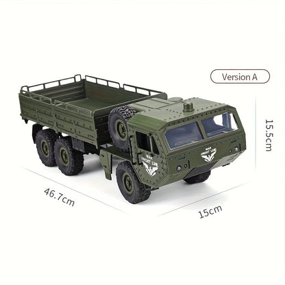 1/12 Scale RC Military Truck 6x6 All-Terrain Crawler with Metal Frame & Dual Differential – Remote Control Heavy Duty Army Truck for Boys, Kids Christmas Gift & Room Decor