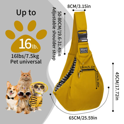 Pet Crossbody Shoulder Bag & Backpack for Small to Medium Dogs & Cats - Foldable Outdoor Travel Pet Carrier, Breathable Adjustable Strap, Up to 16lb/7.5kg, 12 Colors, Bonus Sticker Set Options