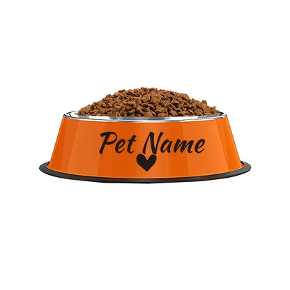 Personalized Stainless Steel Dog & Cat Bowl - Custom Engraved Pet Name Bowl with Paw Print Heart Crown Design, Anti-Tip Non-Slip, 200ml/400ml/1000ml, Food & Water Dish Gift