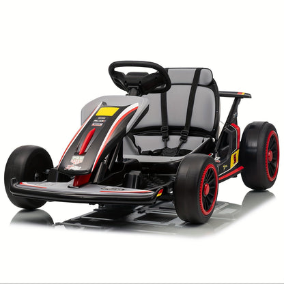 MUKIDY 24V Electric Go-Kart for Kids - 250W Drift Cart for Ages 6-12, All-Terrain EVA Wheels, 5-Point Safety Belt, Soft Start, Music & Horn, Battery Powered Outdoor Ride-On Toy | Best Gift for Boys Girls