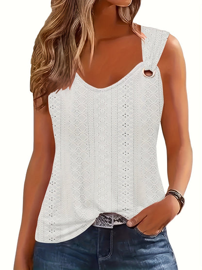 Women's V-Neck Sleeveless Tank Top – Casual Loose Comfortable Summer Vest, Trendy Lightweight Tops for Women, 5 Colors, Sizes S-XL, Everyday Casual Wear