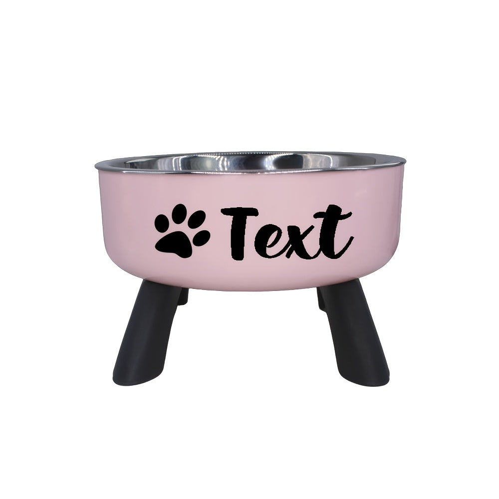 Personalized Stainless Steel Elevated Pet Bowl for Small Dogs – Anti-Slip Raised Feeder with Custom Name & Pattern, Neck Protection Design, Easy Clean Dog Food Water Dish