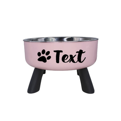 Personalized Stainless Steel Elevated Pet Bowl for Small Dogs – Anti-Slip Raised Feeder with Custom Name & Pattern, Neck Protection Design, Easy Clean Dog Food Water Dish