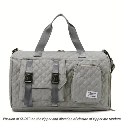 Large Capacity Argyle Travel Duffle Bag - Sports Gym Bag - Spacious & Portable for Overnight & Weekend Trips - Off White, Dark Blue, Green, Pink, Grey, Purple, Khaki & Black