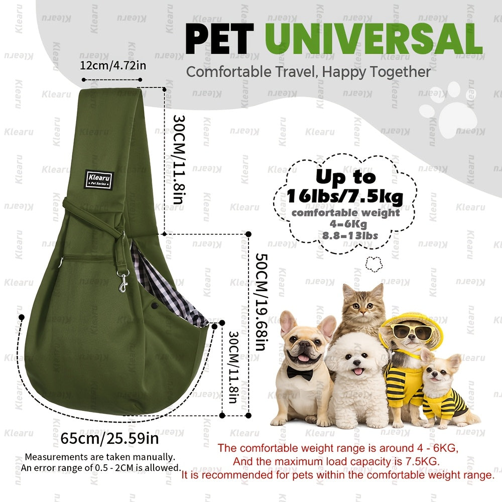 Pet Sling Carrier Bag for Cats & Dogs up to 14 lbs - Small Dog Cat Crossbody Shoulder Bag with Zipper Pocket - Hands-Free Outdoor Travel Pet Carrier Sling for Cats Dogs - Halloween Christmas Pet Gift