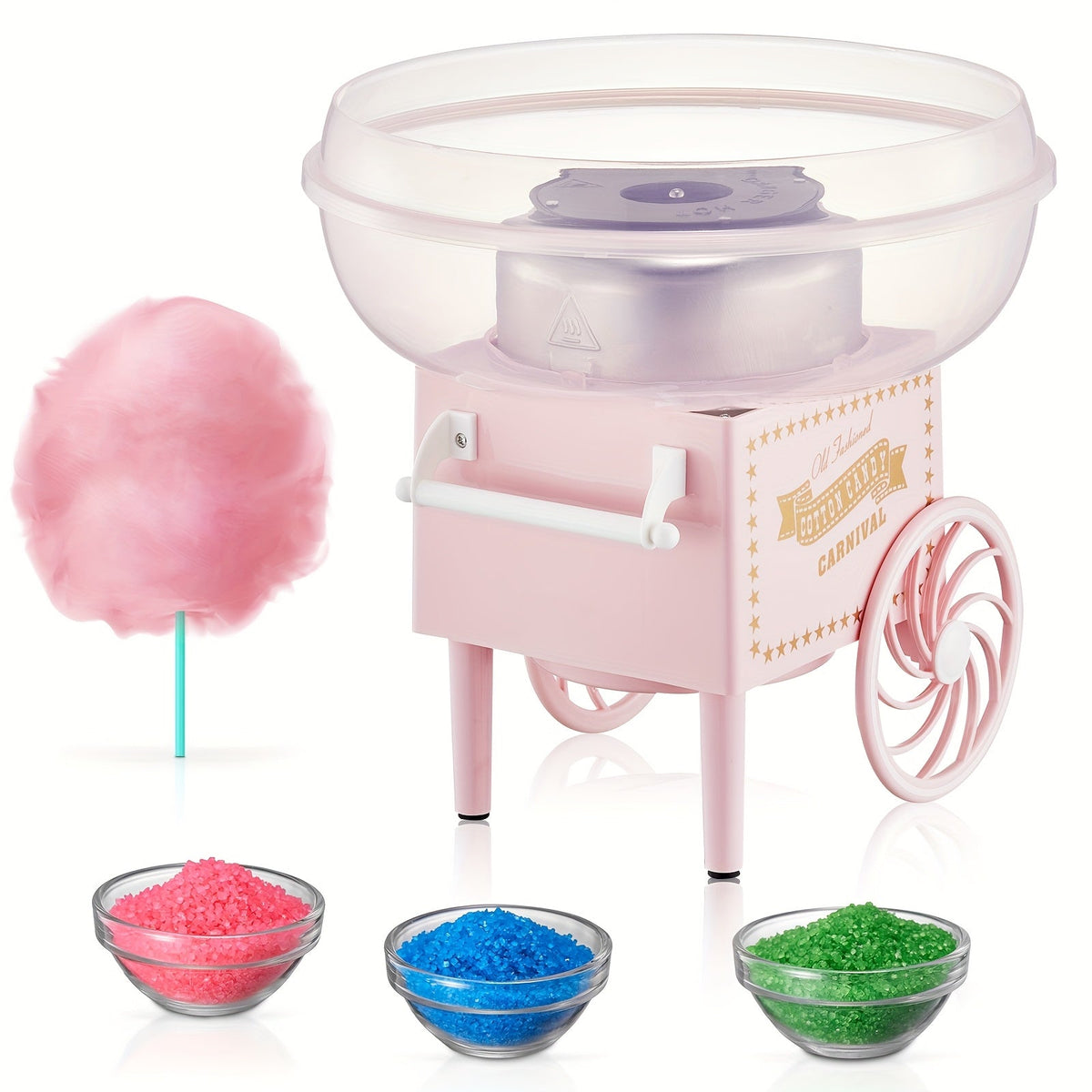 Retro Cotton Candy Machine Kit – Easy-to-Use Candy Maker with Comprehensive User Guide for Parties & Fun Gatherings in Red White & Pink
