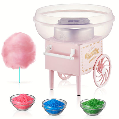Retro Cotton Candy Machine Kit – Easy-to-Use Candy Maker with Comprehensive User Guide for Parties & Fun Gatherings in Red White & Pink