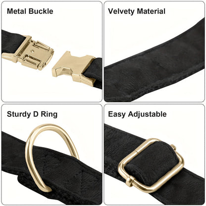 Dog Bowtie Collar Velvet Adjustable with Metal Buckle - Cute Puppy Bow Tie Collar S-XL for Small Medium Large Dogs, 12 Colors, Durable Elegant Dog Gift