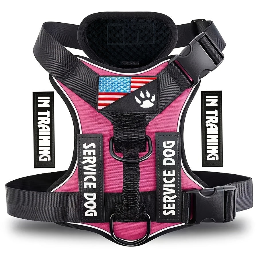 Reflective Dog Harness Vest with 5 Customizable Patches Adjustable Soft Oxford No-Pull Pet Harness with Mesh Lining Easy Control for Small Medium Large Dogs – Escape-Proof Dog Walking Vest Harness
