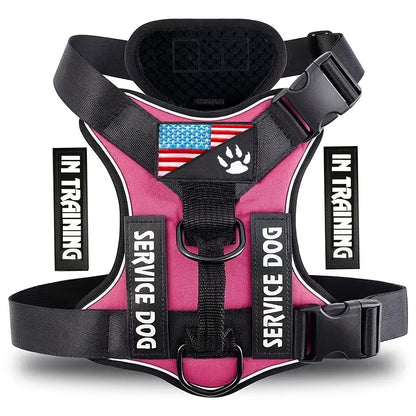 Reflective Dog Harness Vest with 5 Customizable Patches Adjustable Soft Oxford No-Pull Pet Harness with Mesh Lining Easy Control for Small Medium Large Dogs – Escape-Proof Dog Walking Vest Harness