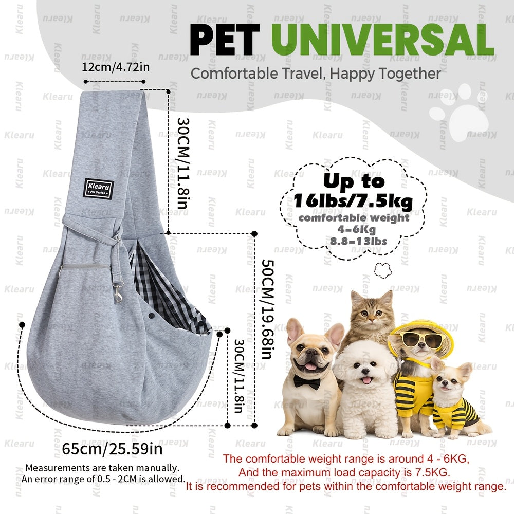 Pet Sling Carrier Bag for Cats & Dogs up to 14 lbs - Small Dog Cat Crossbody Shoulder Bag with Zipper Pocket - Hands-Free Outdoor Travel Pet Carrier Sling for Cats Dogs - Halloween Christmas Pet Gift