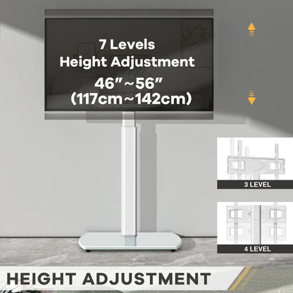 Height Adjustable Swivel TV Floor Stand for 32-65 Inch TVs – Universal LCD LED Flat Screen with Apple TV Roku Mount Cable Management & Tempered Glass Base