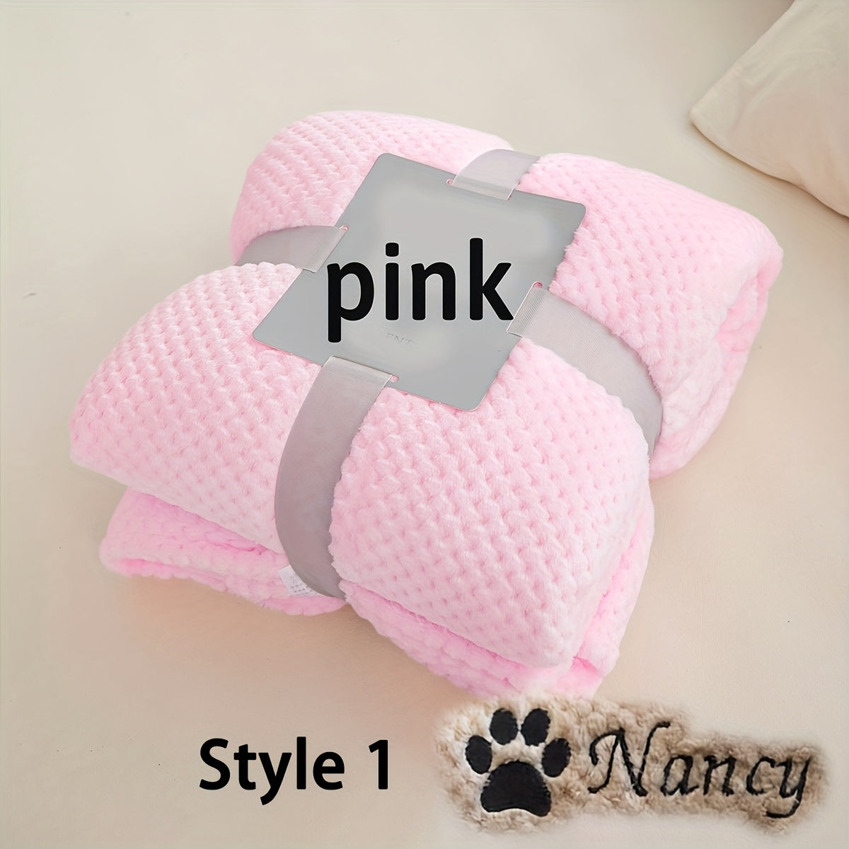 Personalized Pet Blanket Custom Embroidered with Name - Plaid Throw Blanket for Dogs & Cats, Cozy Machine Washable Bedspread for Bed & Couch, 3 Embroidery Styles 4 Colors - Puppy & Kitten Gift