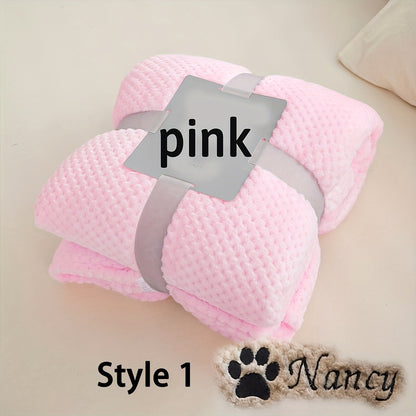 Personalized Pet Blanket Custom Embroidered with Name - Plaid Throw Blanket for Dogs & Cats, Cozy Machine Washable Bedspread for Bed & Couch, 3 Embroidery Styles 4 Colors - Puppy & Kitten Gift