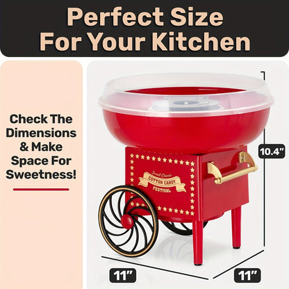 Retro Cotton Candy Machine Kit – Easy-to-Use Candy Maker with Comprehensive User Guide for Parties & Fun Gatherings in Red White & Pink