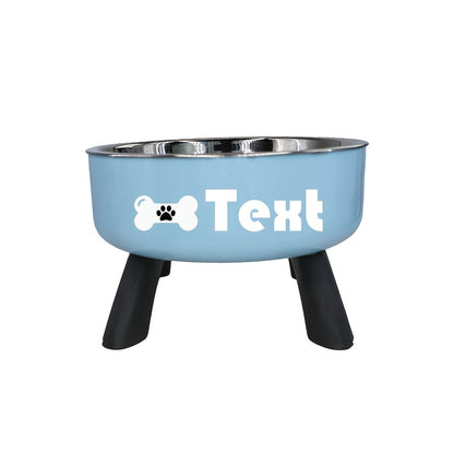 Personalized Stainless Steel Elevated Pet Bowl for Small Dogs – Anti-Slip Raised Feeder with Custom Name & Pattern, Neck Protection Design, Easy Clean Dog Food Water Dish