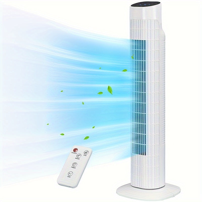 31" Quiet Tower Fan with Remote Control & 80° Oscillation - 3 Speeds, 7.5H Timer, Bladeless Standing Fan for Bedroom Living Room Office, Energy Efficient, Slim Design - 4 Colors