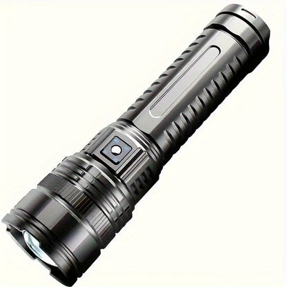 Extra-Large USB Rechargeable Flashlight with COB Tail Light – 5 Adjustable Modes Zoomable Focus & Power Bank Function, Super Bright Handheld Torch for Emergencies Hiking Camping & Outdoor Adventures