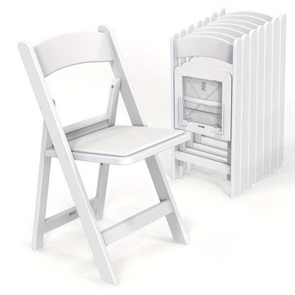 Resin Folding Chairs with Cushioned Seats – Foldable Plastic Padded Chair for Indoor Outdoor Events Weddings BBQ Camping Patio in White & Black (Set of 1 2 4 or 8)