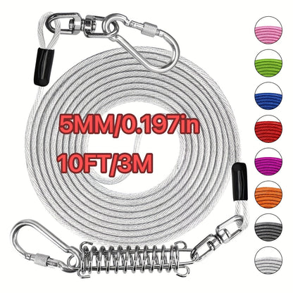 Heavy Duty Dog Leash 6 10 15 30 50 75 100 Feet Long Training Tie Out Cable for Large Dogs Up to 500 lbs Durable Bite-Resistant Yard Running Rope Lead