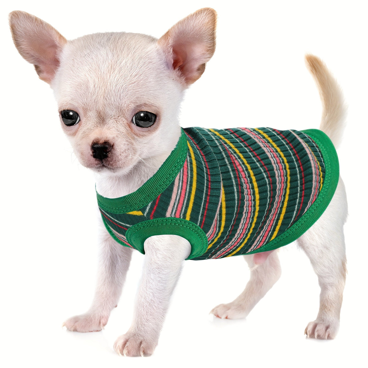 Soft Ribbed Striped Dog Tank Top Vest for Small Dogs - Lightweight Breathable Pullover Dog Shirt for XS to XXL Breeds, Cute Dog Clothes in 11 Colors for Chihuahua Yorkie Pomeranian Daily Wear