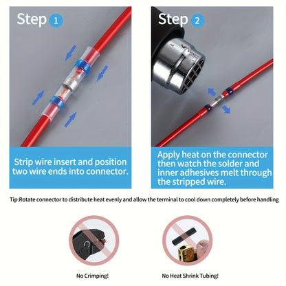 900-Piece Electrical Terminals Kit – Butt Splices Solder Seal Wire Connectors & Tube Sleeves for Boats Vehicles & Motorcycles