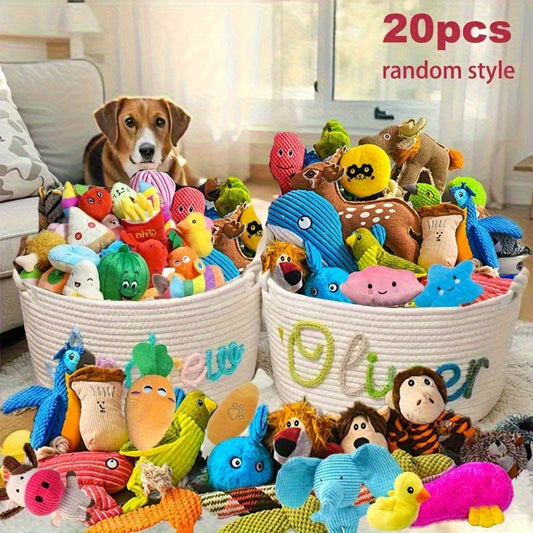 20 Piece Chew-Proof Dog Toy Set with Squeaky Interactive Pet Toys – Tug-of-War Plush Rope & Rubber Toys for Small Dogs, Puppies, and Cats, Durable Assorted Pack to Keep Pets Entertained