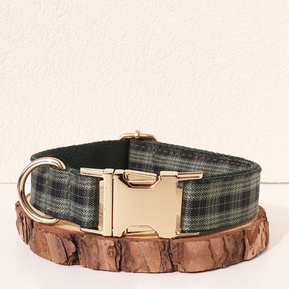 Personalized Dog Collar with ID Tag - Customizable Anti-Lost Pet Collar in 21 Styles, Adjustable XS to XL for Small Medium Large Dogs, Plaid Floral Dot Patterns, Engraved Contact Information