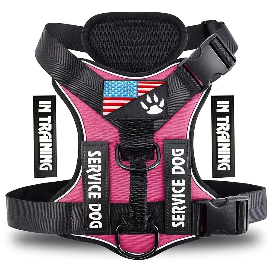 Reflective Dog Harness Vest with 5 Customizable Patches Adjustable Soft Oxford No-Pull Pet Harness with Mesh Lining Easy Control for Small Medium Large Dogs – Escape-Proof Dog Walking Vest Harness