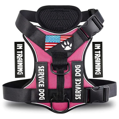 Reflective Dog Harness Vest with 5 Customizable Patches Adjustable Soft Oxford No-Pull Pet Harness with Mesh Lining Easy Control for Small Medium Large Dogs – Escape-Proof Dog Walking Vest Harness