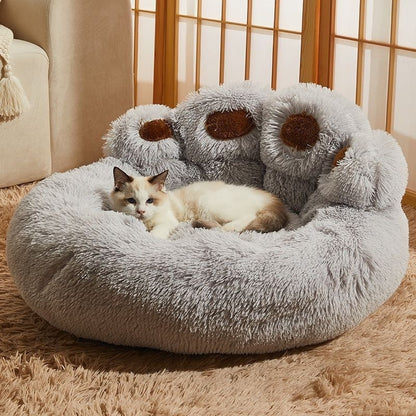 Bear Paw Plush Pet Bed for Dogs & Cats Soft Warm Cartoon Snuggle Bed Padded Sofa Cushion 6 Colors Gray Pink Coffee M L XL XXL XXXL Winter Cozy Dog Bed Cat Bed
