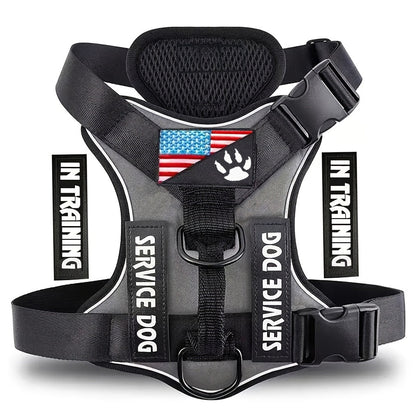 Reflective Dog Harness Vest with 5 Customizable Patches Adjustable Soft Oxford No-Pull Pet Harness with Mesh Lining Easy Control for Small Medium Large Dogs – Escape-Proof Dog Walking Vest Harness
