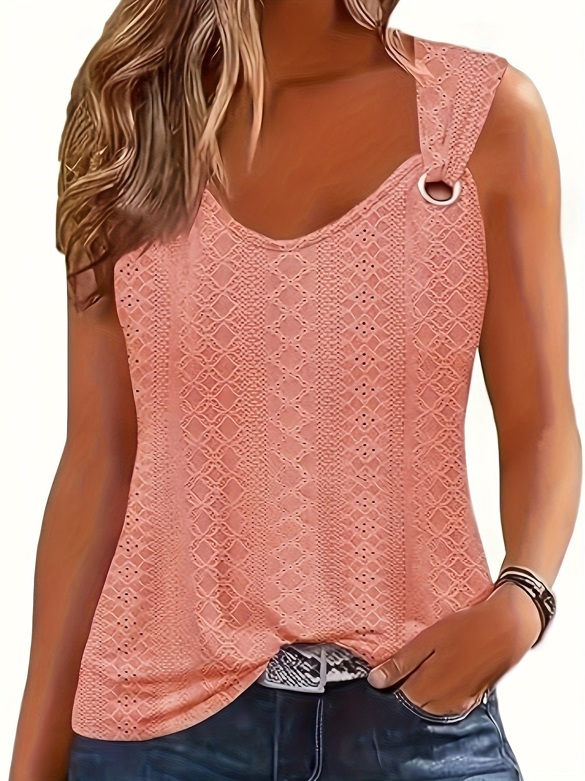 Women's V-Neck Sleeveless Tank Top – Casual Loose Comfortable Summer Vest, Trendy Lightweight Tops for Women, 5 Colors, Sizes S-XL, Everyday Casual Wear