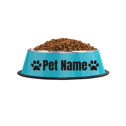 Personalized Stainless Steel Dog & Cat Bowl - Custom Engraved Pet Name Bowl with Paw Print Heart Crown Design, Anti-Tip Non-Slip, 200ml/400ml/1000ml, Food & Water Dish Gift
