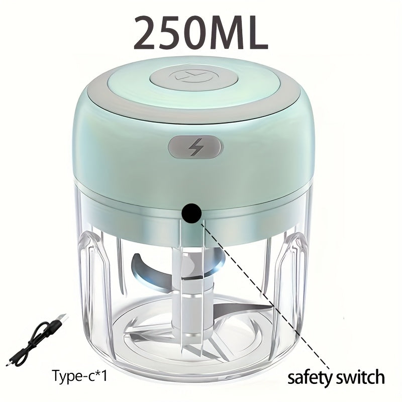 Electric Food Chopper 250ml (8.45oz) - 3 Blades for Chopping, Grinding, Mincing & Whisking - 30W Compact Mini Food Processor - Green, White & Pink