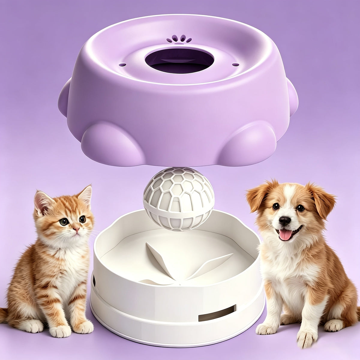 Slow Feeder Bowl for Dogs & Cats - Fun Rolling Ball Puzzle Feeder & Portion Control Dispenser, Controls Eating Speed, Prevents Bloat, Ideal for Senior Dogs & Picky Eaters