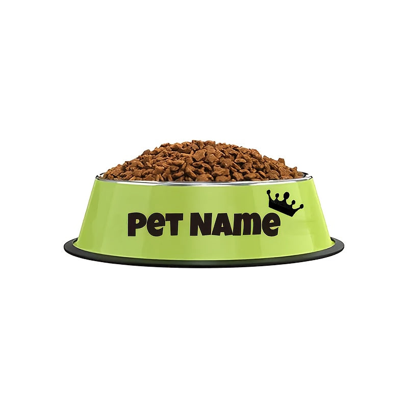 Personalized Stainless Steel Dog & Cat Bowl - Custom Engraved Pet Name Bowl with Paw Print Heart Crown Design, Anti-Tip Non-Slip, 200ml/400ml/1000ml, Food & Water Dish Gift