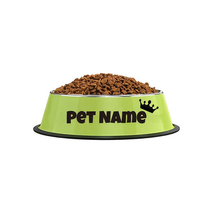 Personalized Stainless Steel Dog & Cat Bowl - Custom Engraved Pet Name Bowl with Paw Print Heart Crown Design, Anti-Tip Non-Slip, 200ml/400ml/1000ml, Food & Water Dish Gift