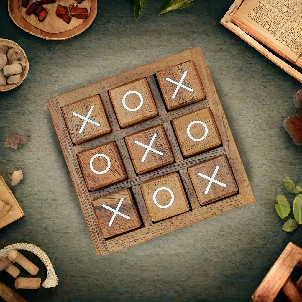 Wooden Tic Tac Toe Board Game 2-Pack – Classic X & O Block Strategy Game for Kids & Family, Educational Parent-Child Interactive Tabletop Game, Fun Gift for Game Night, Christmas & Birthday