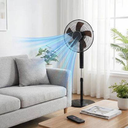 Pedestal Fan with Remote Control 45–53 In Adjustable Height 1050 CFM 80° Oscillating 3 Speeds 3 Modes 12H Timer Quiet Standing Floor Fan for Home Bedroom & Living Room – Black