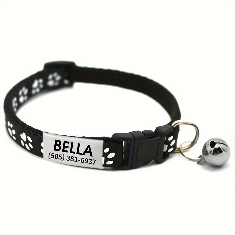 Personalized Adjustable Dog & Cat Collar with Paw Print Design - Colorful Customized Pet ID Tag Collar Stylish Safe Breakaway for Small Medium Large Pets Christmas Gift